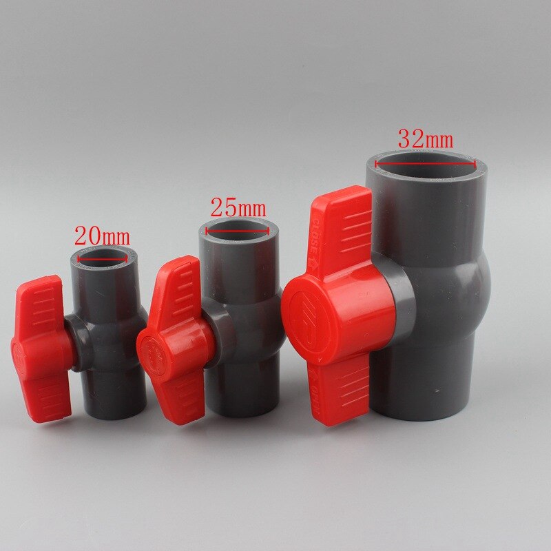 20 25 32 40 50mm PVC Ball Valve Switch Slip Shut Handle Valve Water Pipe Socket Connector Plumbing Water Tube System Accessories