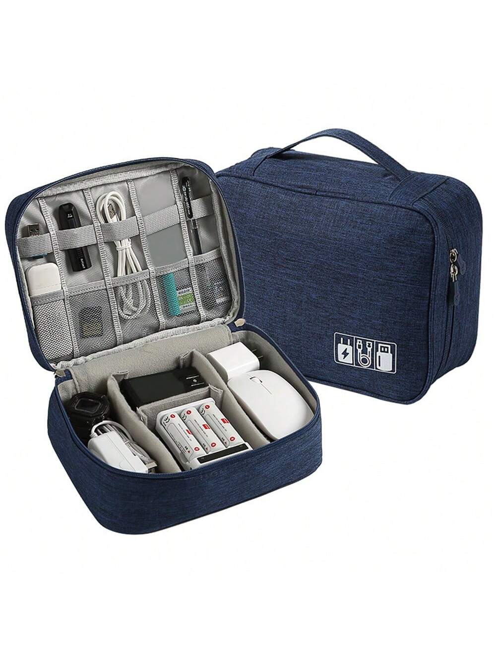 Travel Electronic Digital Storage Bag, Multifunctional High-capacity Earphones, Data Cable Protective Case, Dust Bag-DH: Blue