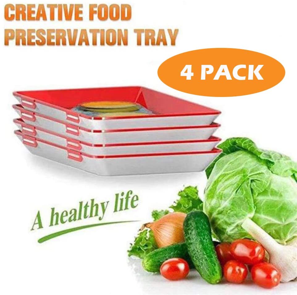 Plateau de conservation des aliments , 4 pièces, boucle de Film élastique magique, joint sous vide, garde les aliments frais, outils de cuisine