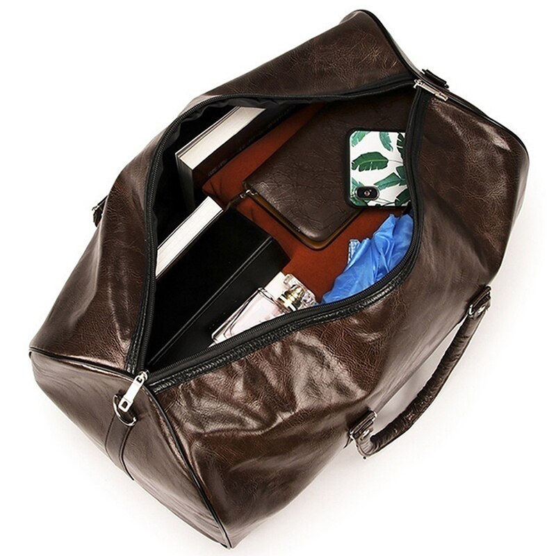 Bærbar damer rejsetaske pu stor kapacitet vandtæt kortdistance bagage taske mænd sport fitness håndtaske