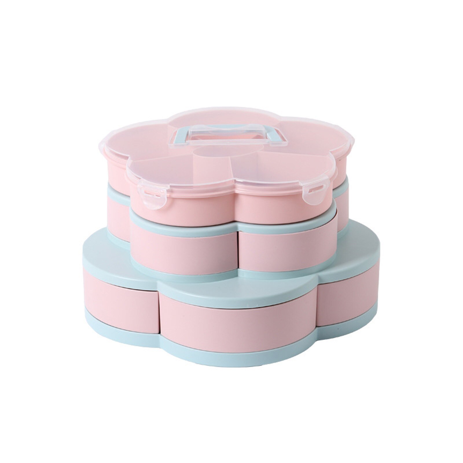 Three-layer Specialty Snack Plates Flower-shaped Rotating Fruit Tray Divided Candy Storage Box Fruit Plate Обеденные Тарелки: B