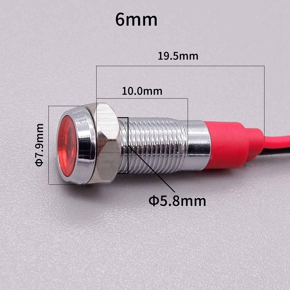 6mm 8mm 10mm 12mm Metall Anzeige Licht LED Signal Licht Netzteil Anzeige Lampe 3v 6v 12v 24v 110v 220v verrotten Grün Weiß