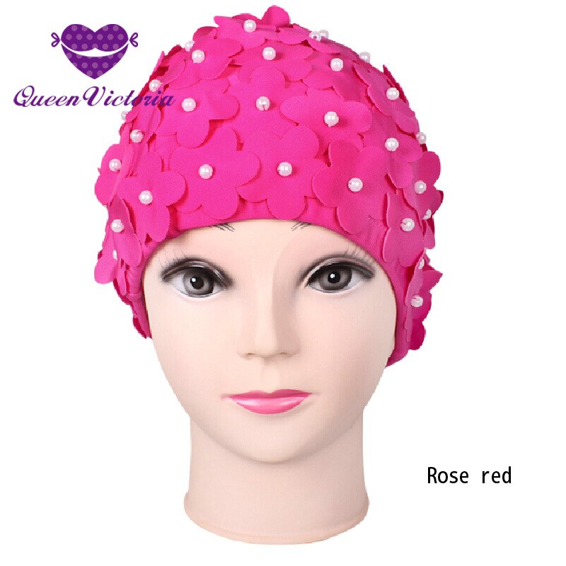 Dames Badmuts Met Bloemmotief – Vintage Stijl, Rood, Elastisch, Comfortabel, Ideaal Voor Zwembad En Strand