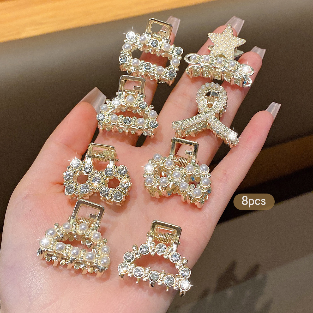 10 legering strass haarclips, modieuze kleine haaraccessoires: YELLOW