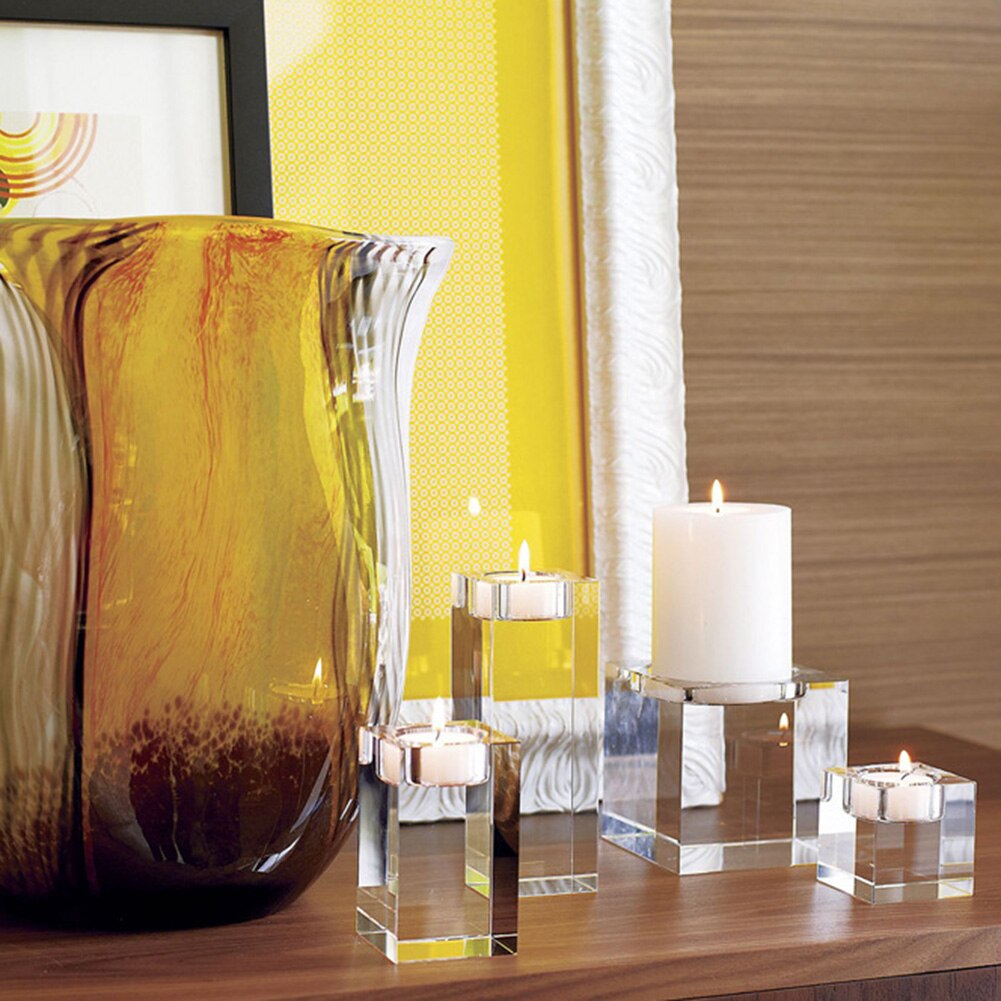 Europe Crystal Glass Candle Holder Wedding Candlestick Fine Transparent Crystal Glass Candlestick Dining Home Decoration