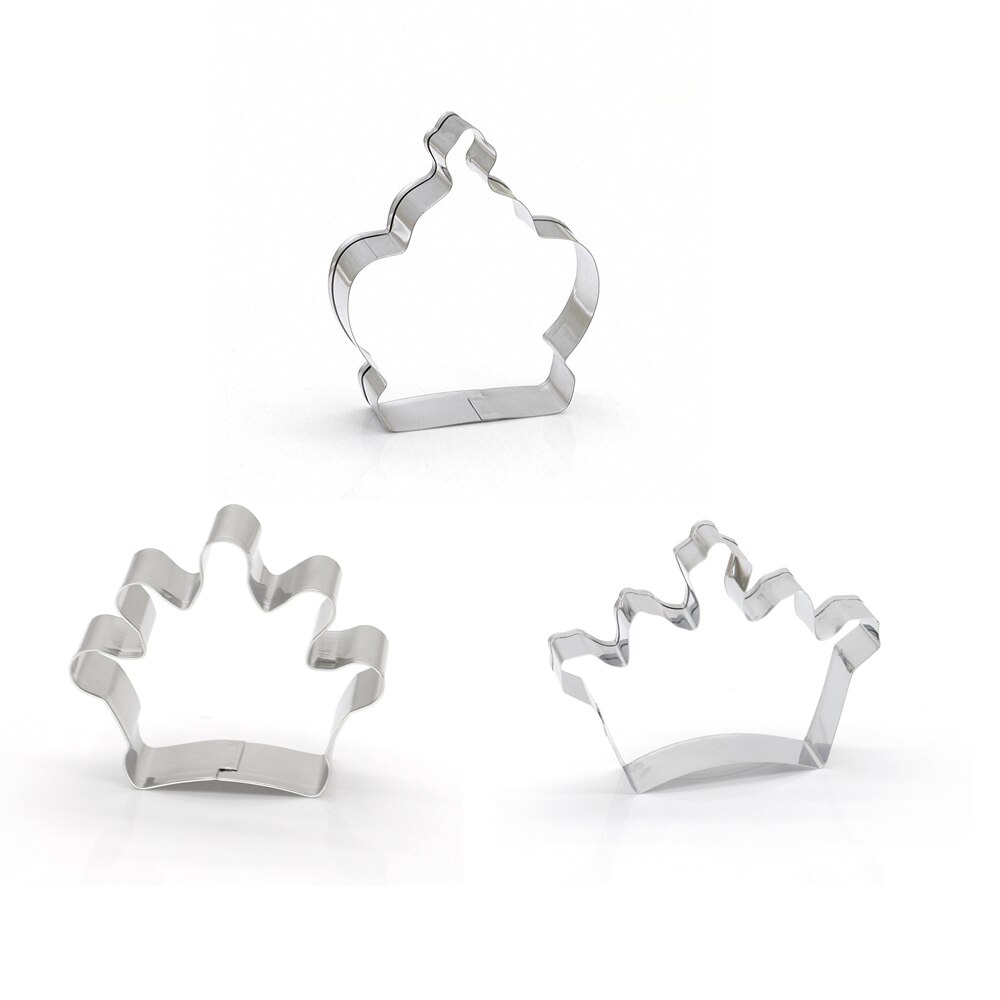 3d prinsesser kroneform rustfritt stål kjeks kakeutstikker bakeform konge dronning fest dessert dø kake bakeverktøy: 3 stk