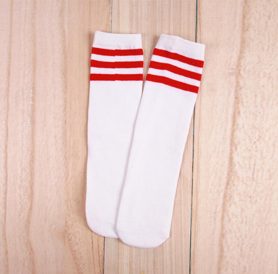 Kids Girs Boys Women Football Cotton Socks Stripe Soccer Sport Youth Socks Pair Stockings: red stripe / 42cm 8-12 years