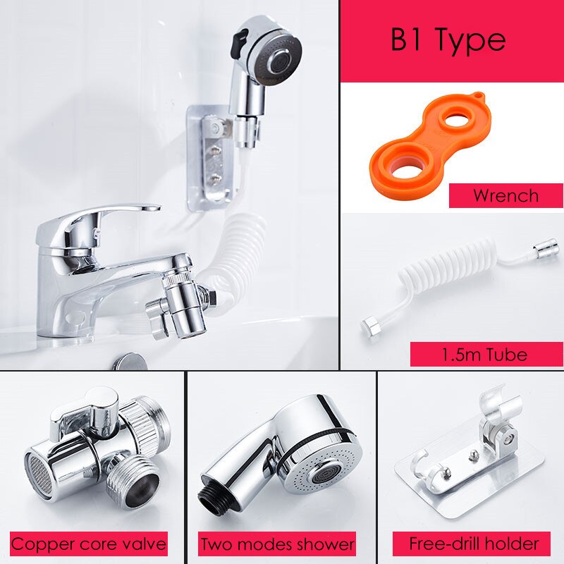 1 sæt badeværelse køkkenvask vandhane extender bruser universal dyse adapter omskiftelig ventil enhed vandhane til shower extender: B1