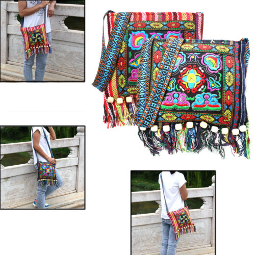 Hmong Vintage Etnische Schoudertas Borduurwerk Boho Hippie Kwastje Tote Messenger Boodschappentassen