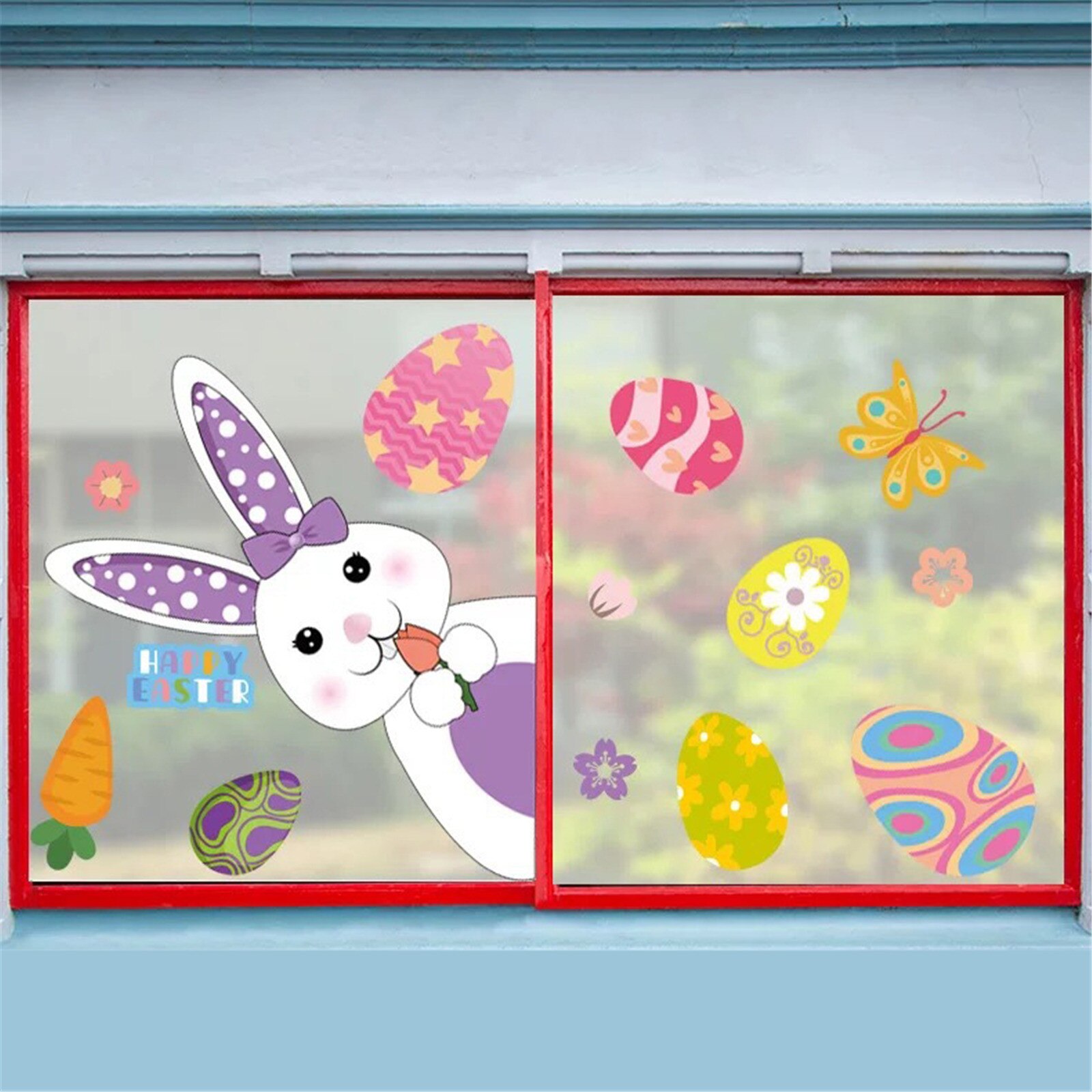 Easter Window Clings Decals Carrot Bunny Egg Window Sticker for Wall Door Decor Easter Party Home Decor Animal Sticker#30