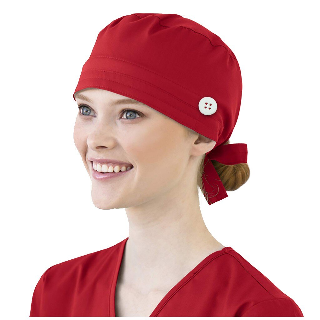 Vrouwen Katoen Yoga Bandage Verstelbare Cap Zweetband Bouffant Hoed Mannen Gorros Quirofano Mujer Verpleegkundige Uniform Hoed Accessoires #3: Red 