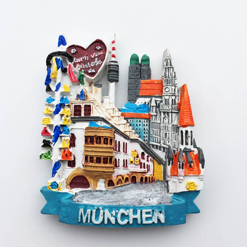 Magneet Duitsland Munchen München Stad Kleurrijke Biulding Lanmark Keuken Decoratie Magnetische Sticker Resion Stereo Art