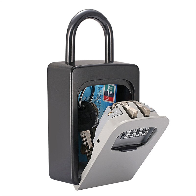 Aluminium Alloy Waterproof Mobile Key Safe Lock Box U Bar Hanger Wall Mounted Portable Resettable Code Lockbox Security Hider