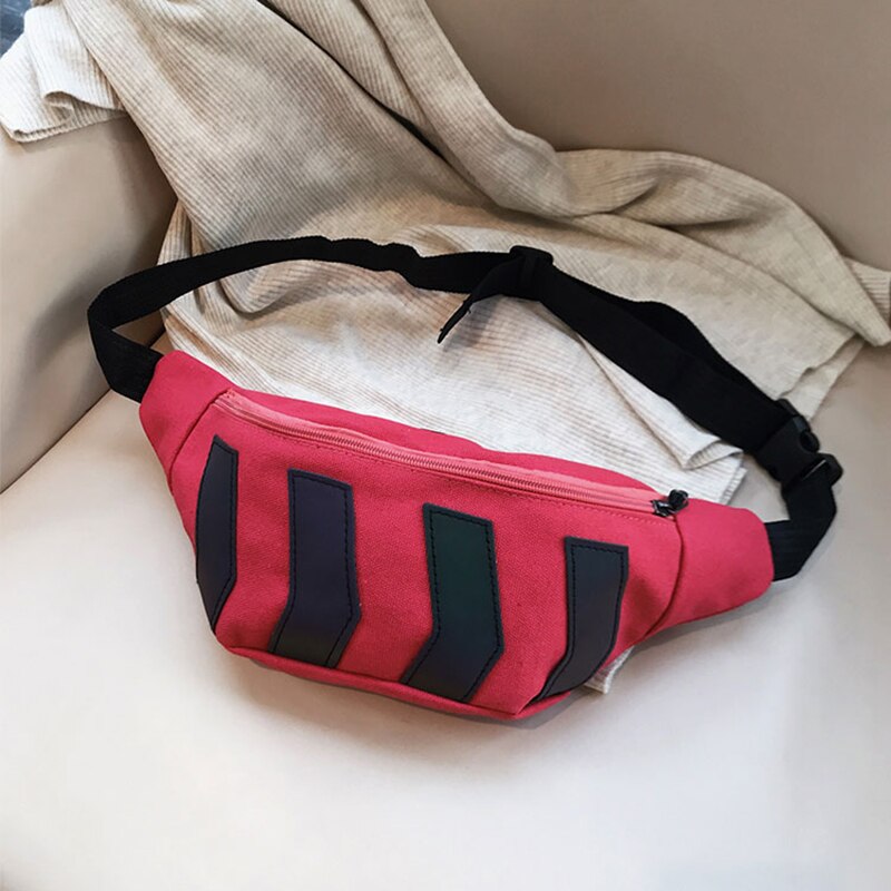 Jeugd Borst Tas Voor Mannen Taille Tas Canvas Mannelijke Straat Reflecterende Crossbody Verpakking Toevallige Reistas Heup Schouder Pack Voor: Rood