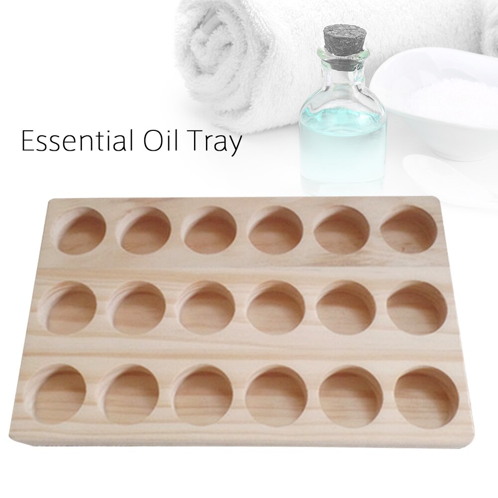 Organizer Smooth Display Rack Essential Oil Tray Storage Handmade Holder 18 Holes Perfume Space Saving Makeup Wooden Nail Polish