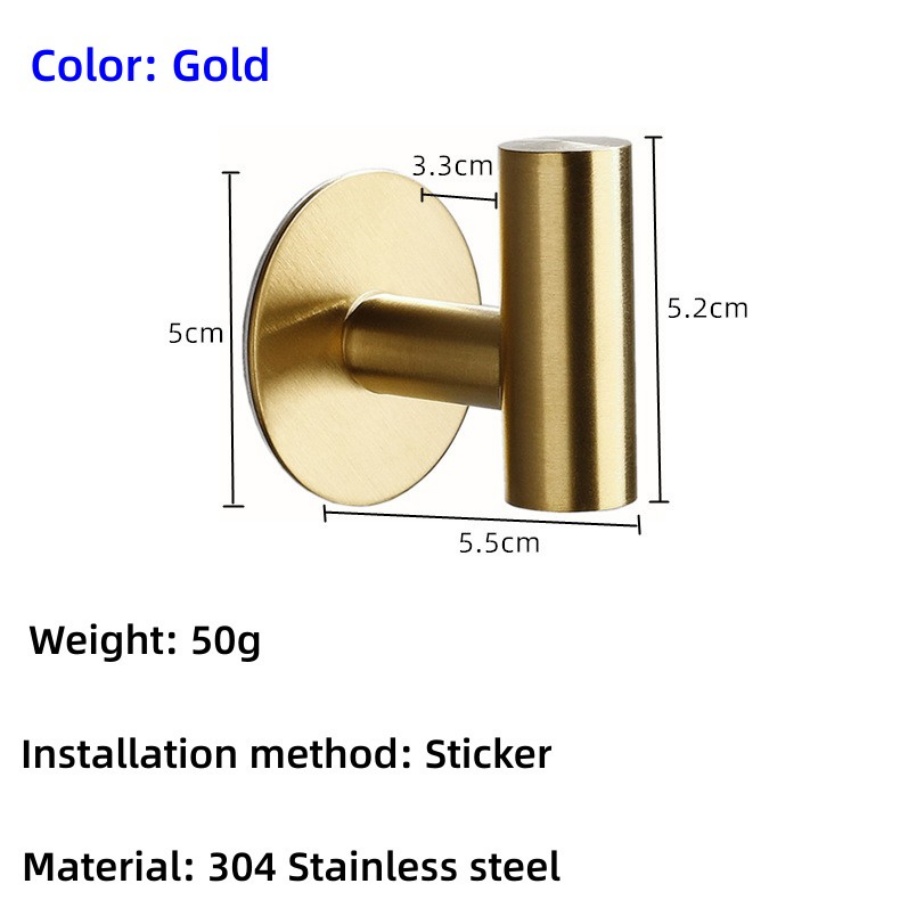 Gancho para toallas de baño, percheros para ropa de pared, perchas montadas en la pared de acero inoxidable, tornillos para colgar toallas/ganchos adhesivos para pared