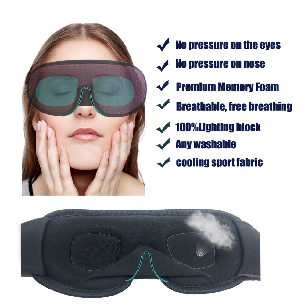 Eye mask for Sleeping Travel 3D Contoured Cup Blindfold Concave Molded Night Sleep Mask Block Out Light with women men