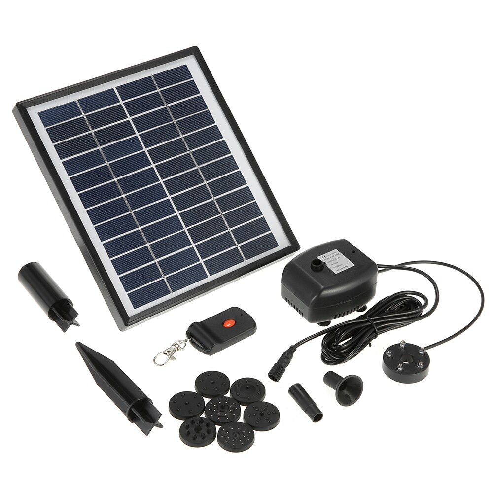 12V 5W Solar Power Brushless Water Pump Built-in Storage Battery Remote Control Submersible LED Pump Fountain for Garden Pond: Default Title