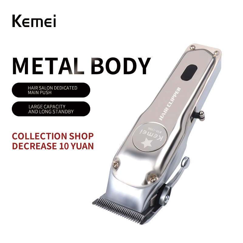 Kemei-1996 Barber Shop Rechargeable Hair Clipper All Metal Electric Hair Trimmer Men Beard Trimmer Haircut Machine