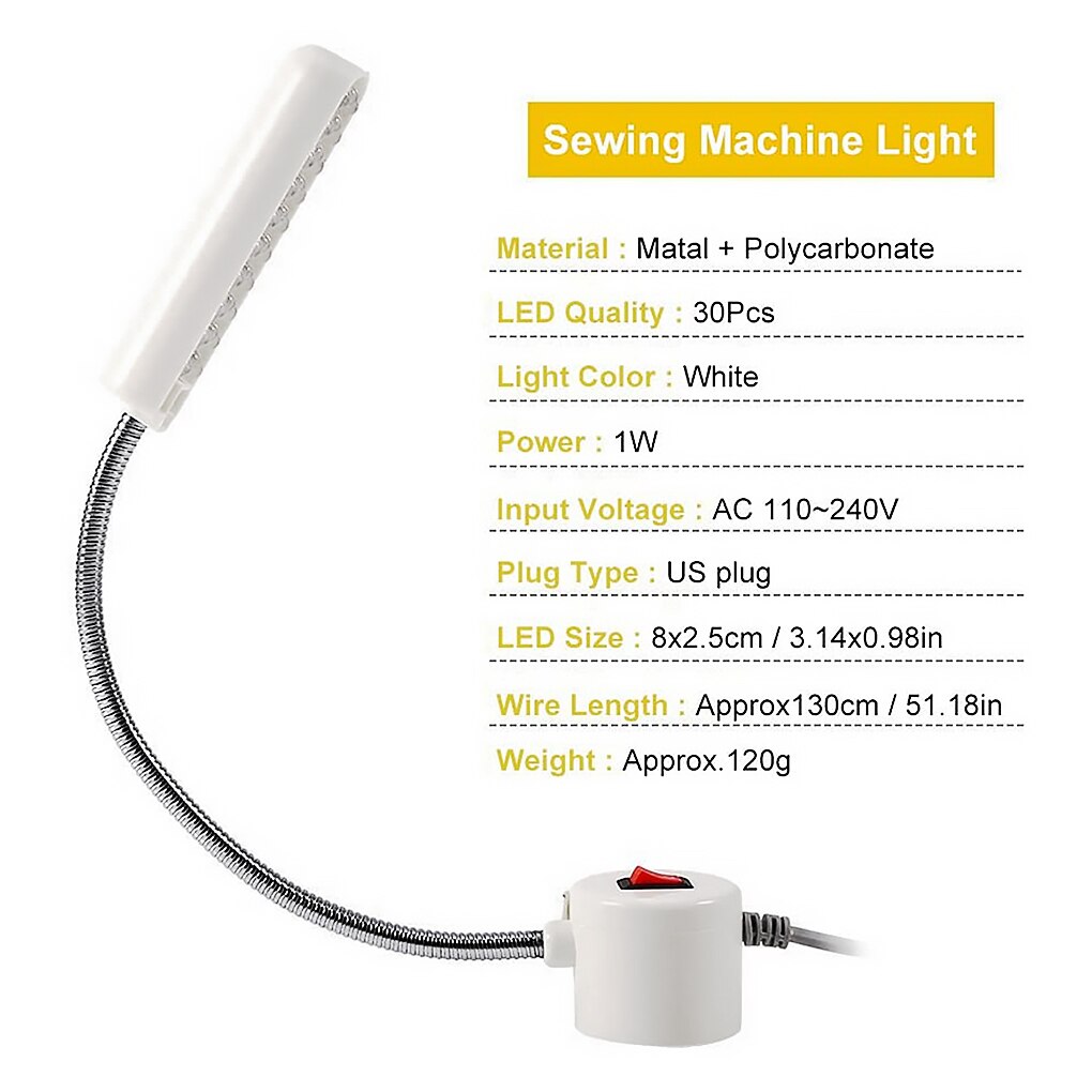 30 LED 1.4m Super Bright Sewing Clothing Machine Light Multifunctional Flexible Work Lamp light for Workbench Lathe Drill Press