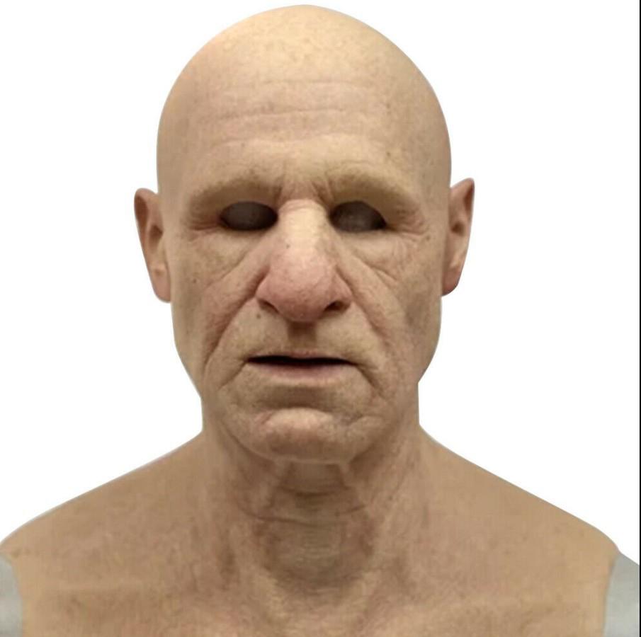 Kuulee Cosplay Bald Old Man Wrinkle Face Mask Halloween Party Carnival Props: No hair