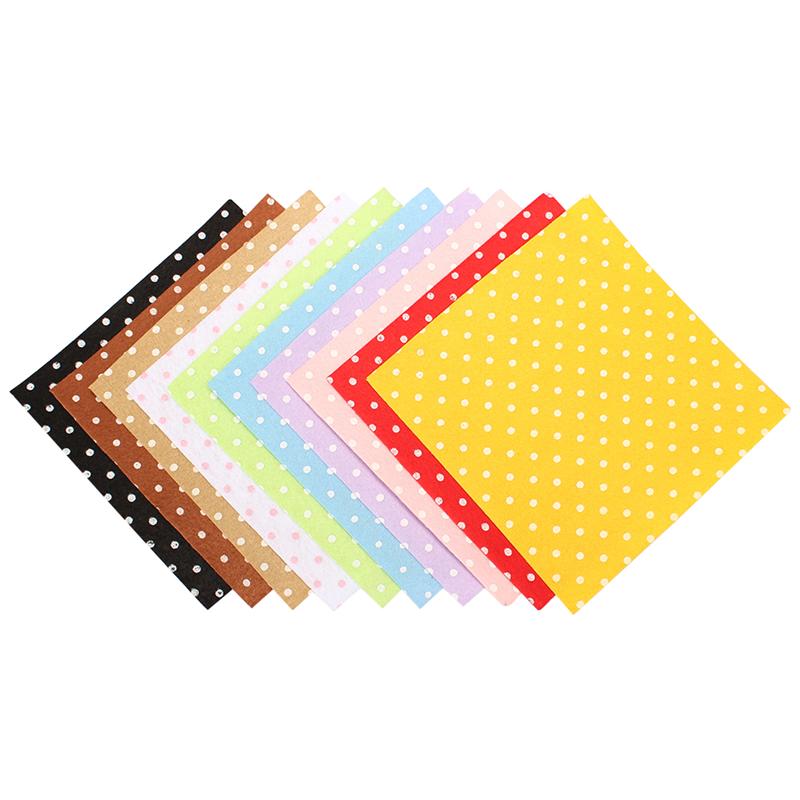 20 st 10 färger handgjorda diy non-woven tyger prickmönster tyg diy pysseltyg för barn barn  (30 x 30cm)