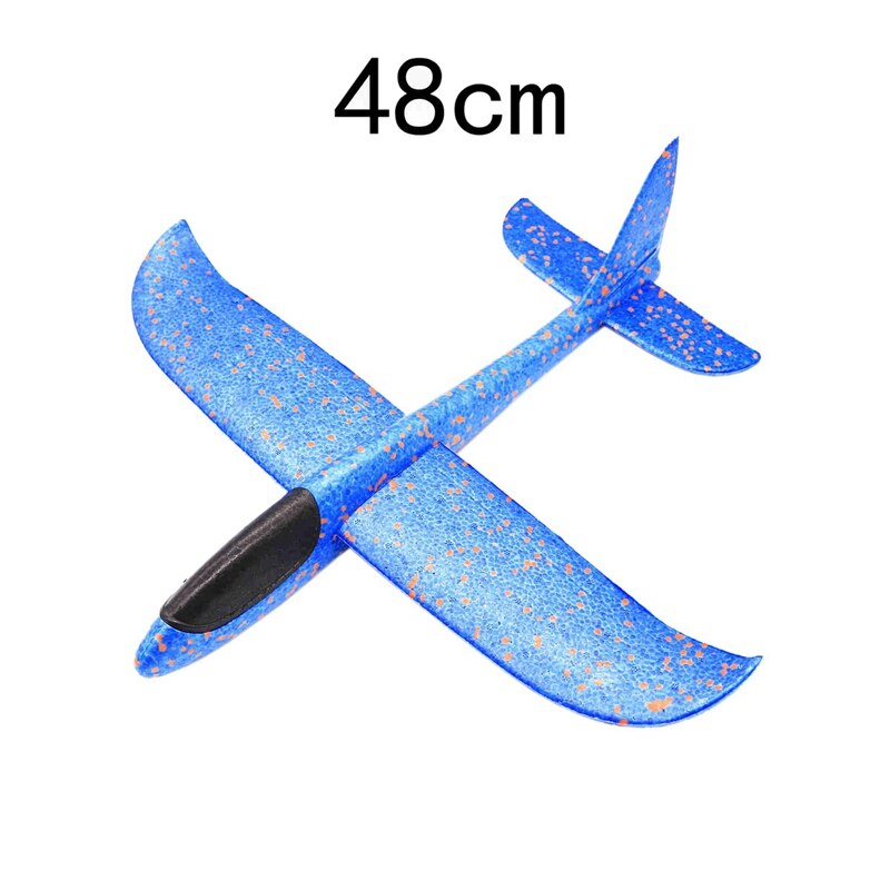 2 Stuks Voor Kinderen Hand Thg Model Vliegtuig: 1 Pcs 48Cm Hand Gooi Verlichting Up Flying Zweefvliegtuig Vliegtuig Glow Blue & 1 Pcs Diy Lu