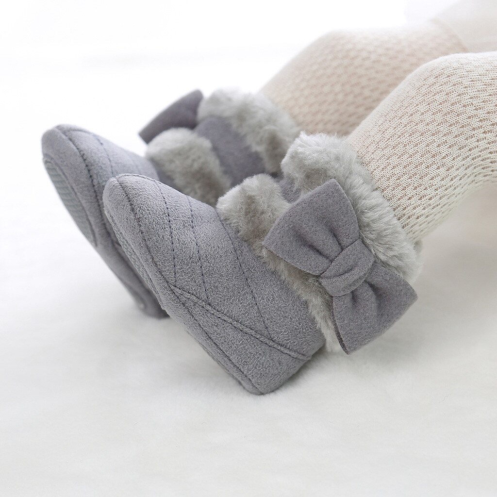 Goopom-chaussures d'hiver pour bébés filles | Sans lacet, couleurs mélangées, semelle souple avec nœud papillon, antidérapantes, chaussures pour premiers marcheurs, bébés enfants