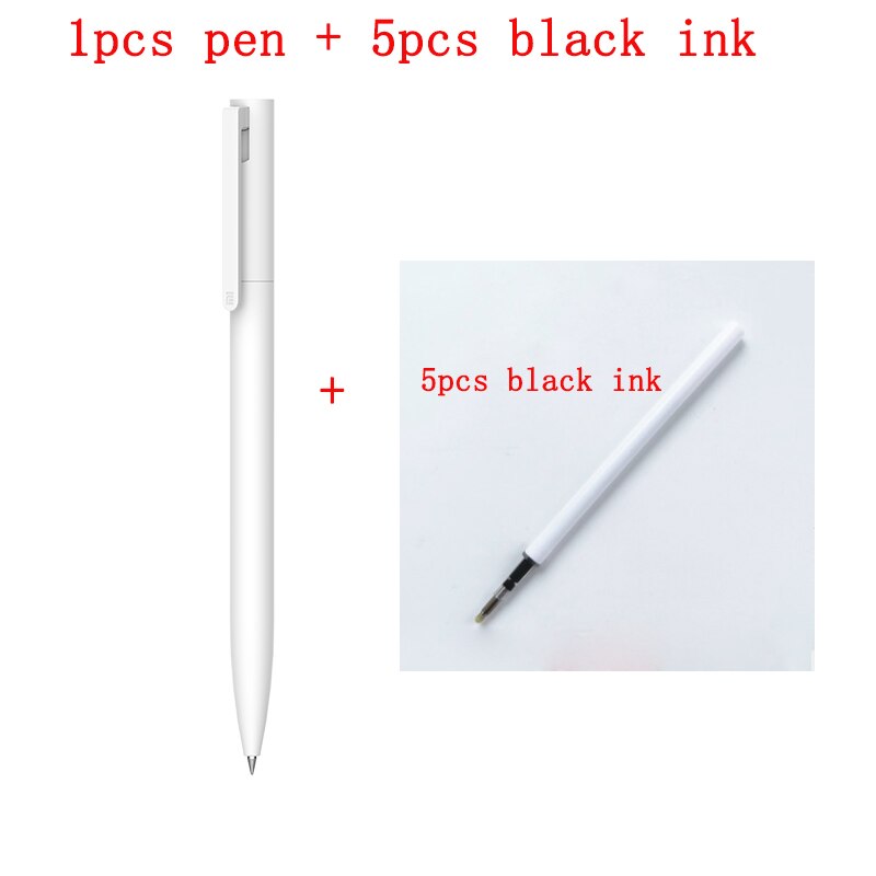 Original xiaomi mijia gel penna mi pen 0.5mm signeringspenna premec smooth switzerland refill mikuni japan bläck (svart/blått) bästa: 1 penna  a 5 svart bläck