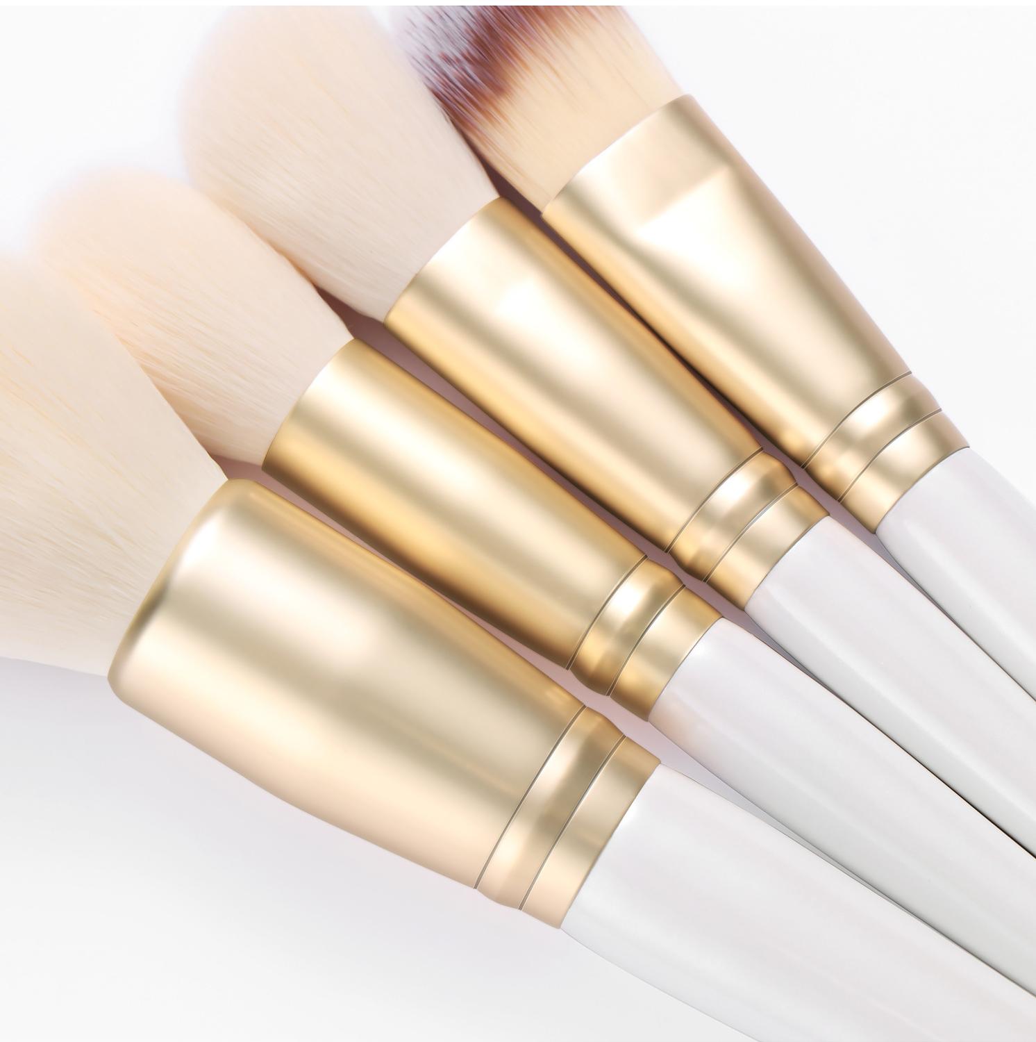 Unique 10Pcs Makeup Brushes Set With Bag White Wooden Handle Soft Bionic Wool Hair Powder Foundation Eyeshadow Brushes Set