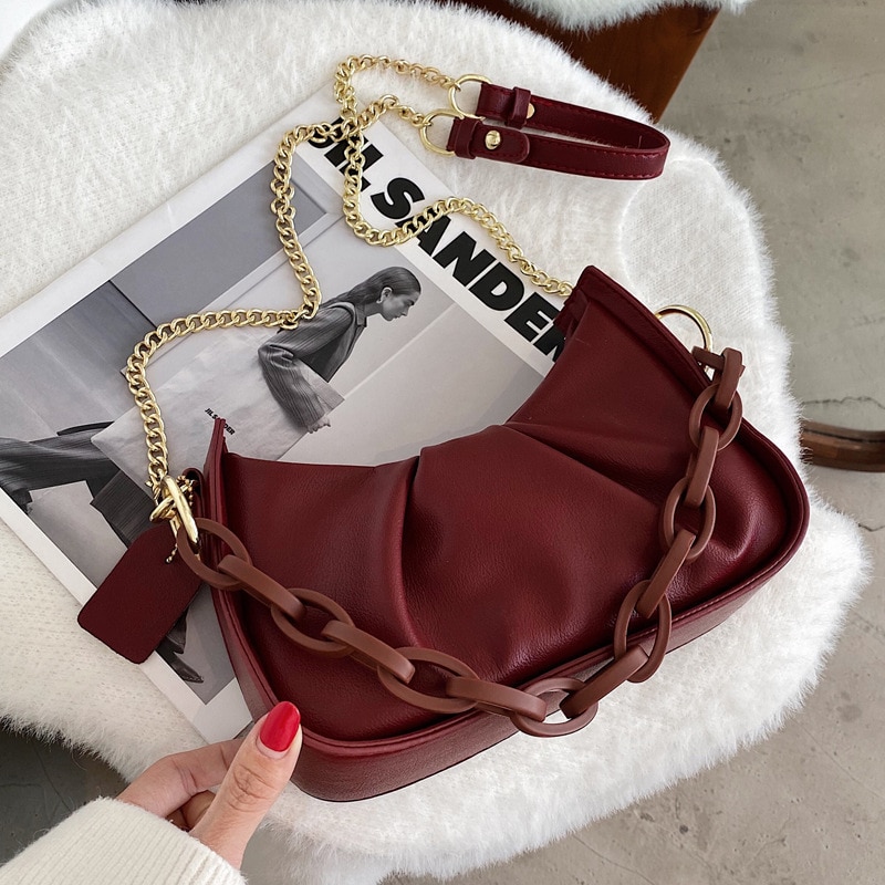Folding Herfst En Winter Mode Ketting Messenger Bag Koreaanse Sweet Acryl Draagbare Schoudertas