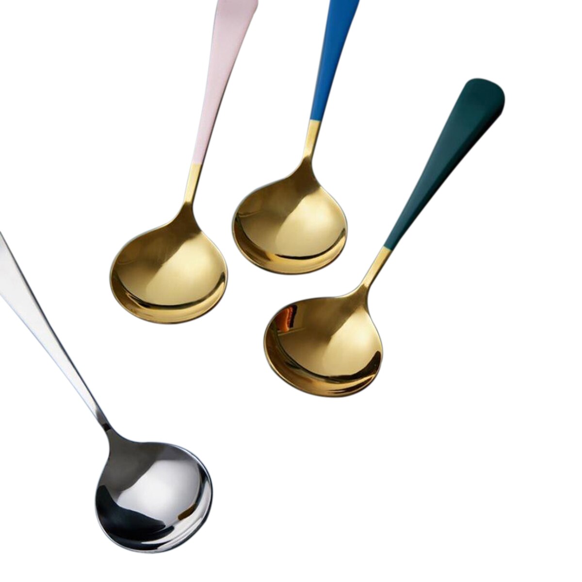 Cuchara de sopa grande, mesa de cabeza redonda de acero inoxidable cuchara para cenas accesorios de servicio para Cocina Casera