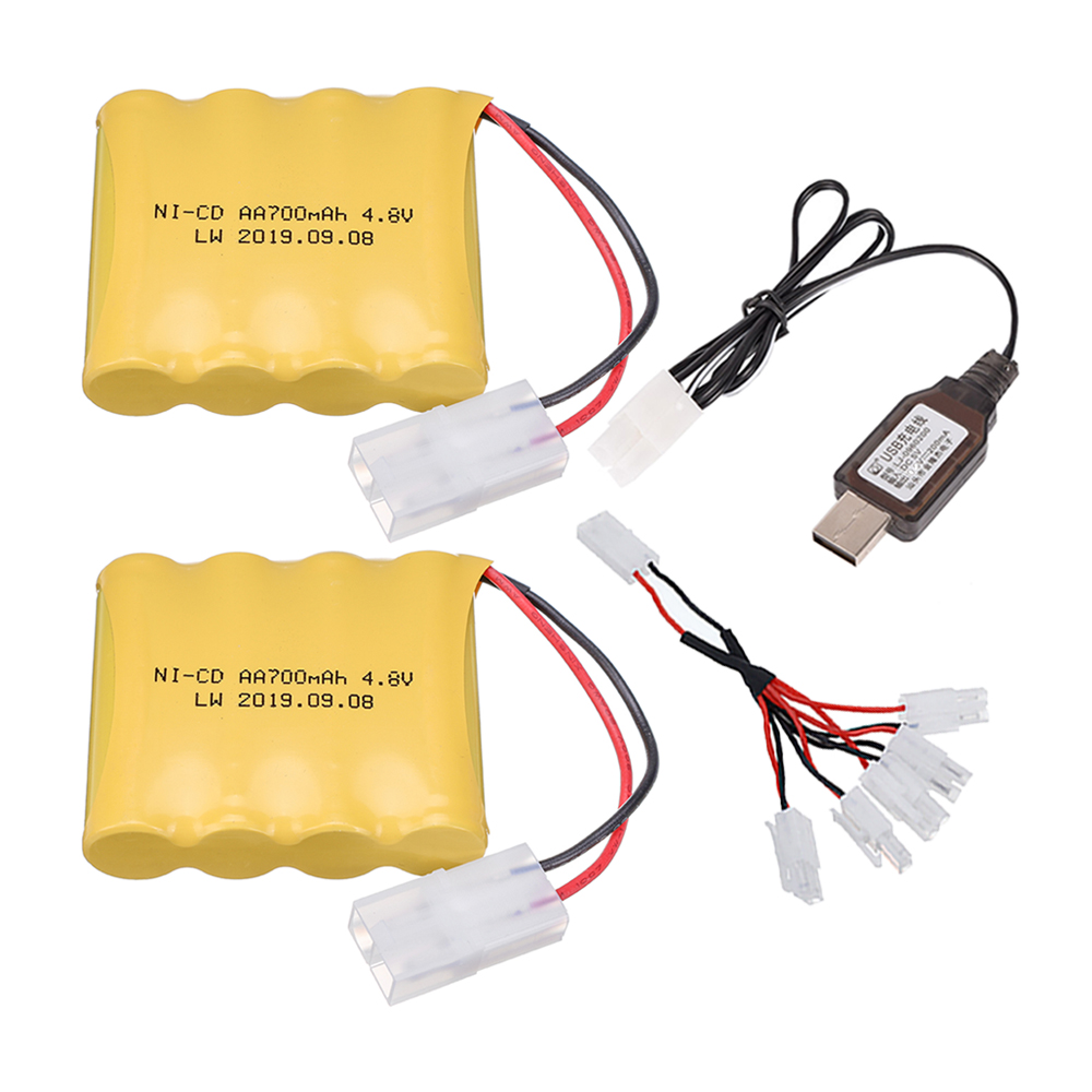 Batería recargable para juguetes eléctricos de control remoto, cargador de 4,8 V, 4,8 mAh, AA, para coche, camión, tanque, barco, enchufe TAMIYA, NI-CD, 700 V: Azul marino