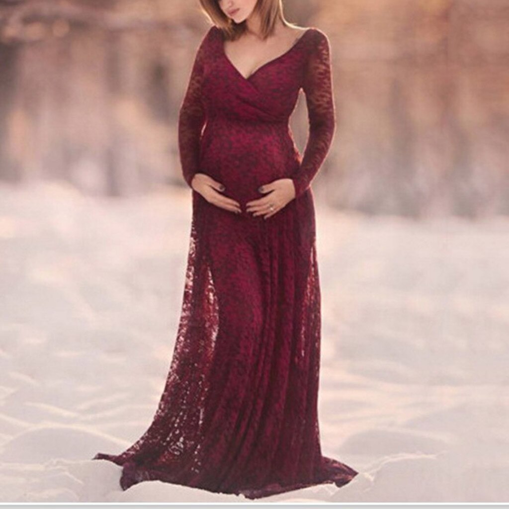 #57 Pregnancy Dress Lace Long Maternity Women Maternity Photography Dress For Mother Vestido Fotografía Embarazo Беременным