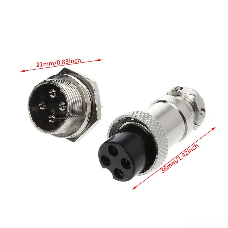 GX16 Stecker männlich & weiblich Draht Tafel Metall Stecker 2/3/4/5/6/8/9 Stift 16mm: 4 Stift