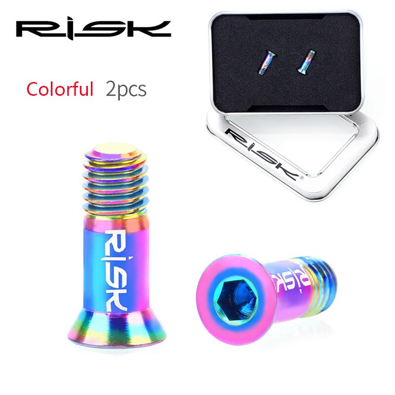 Riski 2 kpl  m5*14.2mm titaani-ti metalliseospultit polkupyörän takavaihtajalle jockey pyörä mtb pyörän ohjausrulla ruuvit  m5 x 14.2mm: Sateenkaari