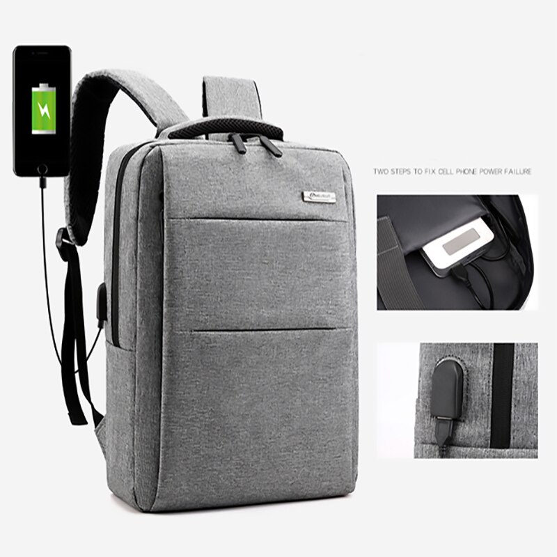 Simple men's stereo backpack USB charging breathable decompression waterproof backpack student schoolbag Laptop Backpack