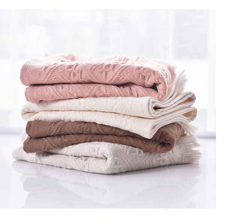 33x75cm off white/grey/pink/grey color cotton jacquard face towel fringe towels wedding household towels adult