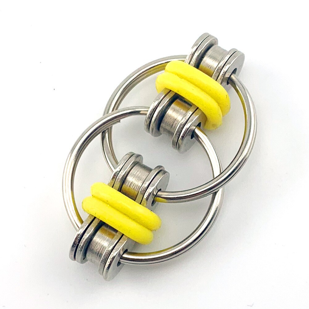 Metalen Puzzel Keten Fidget Speelgoed Voor Autisme Ketting Fidget Speelgoed Set Stress Verlichten Adhd Top Hand Spinner Sleutelhanger zintuiglijke Speelgoed: Yellow