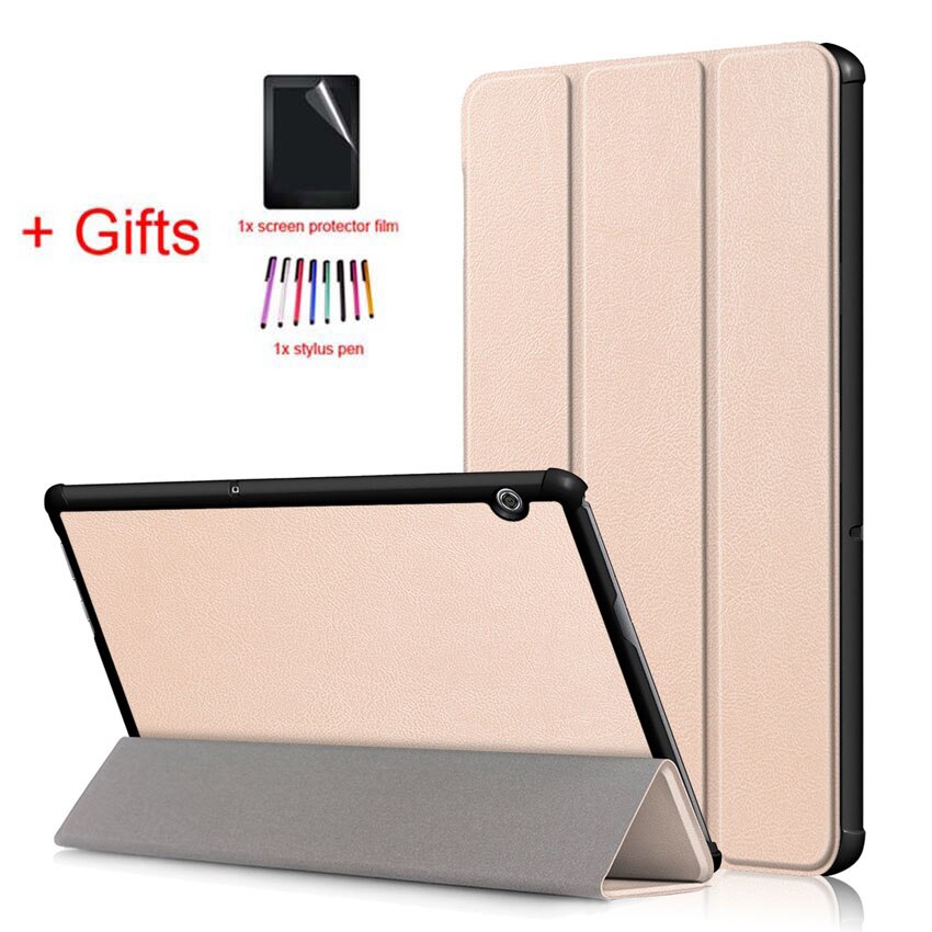 Ultra Slim Case for Huawei Mediapad T5 10 AGS2-W09/L09/L03/W19 10.1" Cover for Huawei Mediapad T5 10 Tablet case+film+stylus: Gold