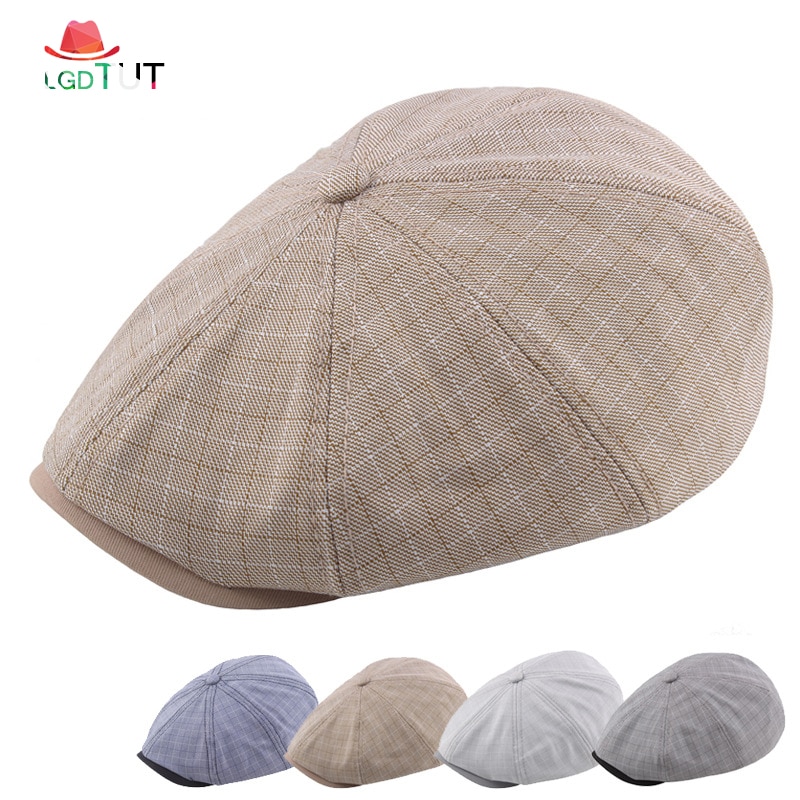 Mens Berets Spring and Summer Peaky Blinder Men Lattice Men's Cotton Stitching Octagonal Cap Beret Homme Man Hat Men Cap