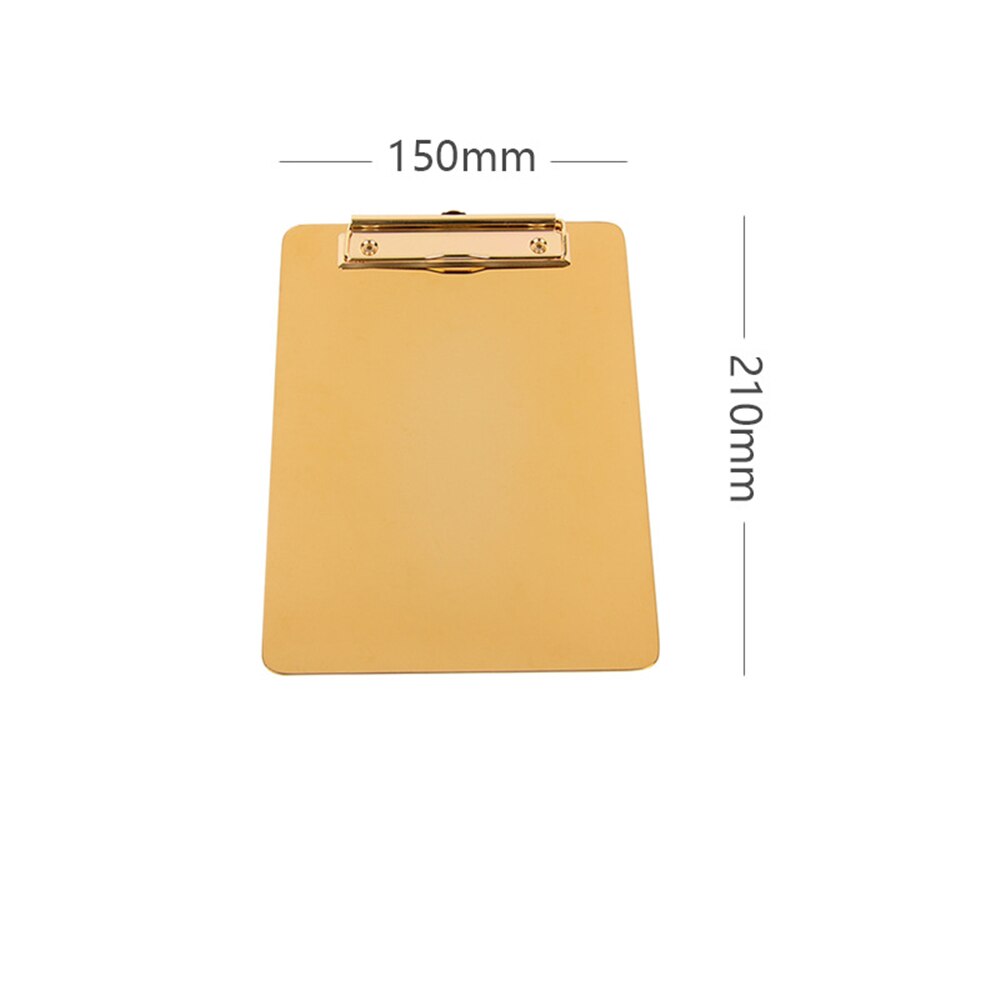 Gold Tone Clipboard for Writing Board Menu Folio Office Profile Clip Hardboard Single Portfolio Stainless Steel Clipboard Binder