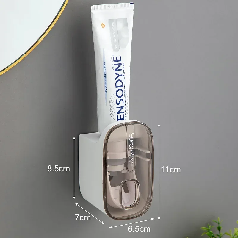 Distributeur automatique de dentifrice mural, presse-dentifrice, porte-brosse à dents domestique, gadgets paresseux, accessoires ménagers,: Gris clair