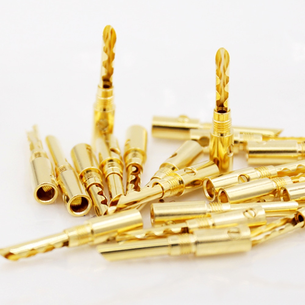 12 Uds BA1418 24K cobre chapado en oro BFA 4mm conector Banana macho de altavoz