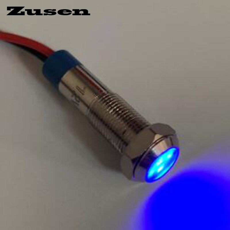 Zusen 6mm 220v led metalen lampje waterdichte Signaal lamp (ZS06-D/220 V/N): Blauw