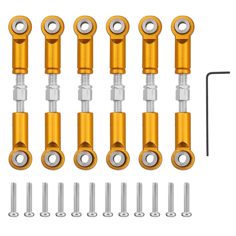 Pièces de rechange en aluminium pour Wltoys 1/18, 6 pièces réglables, A949, A959, A969, A979, K929, tige de traction en métal, A959-B,: Golden