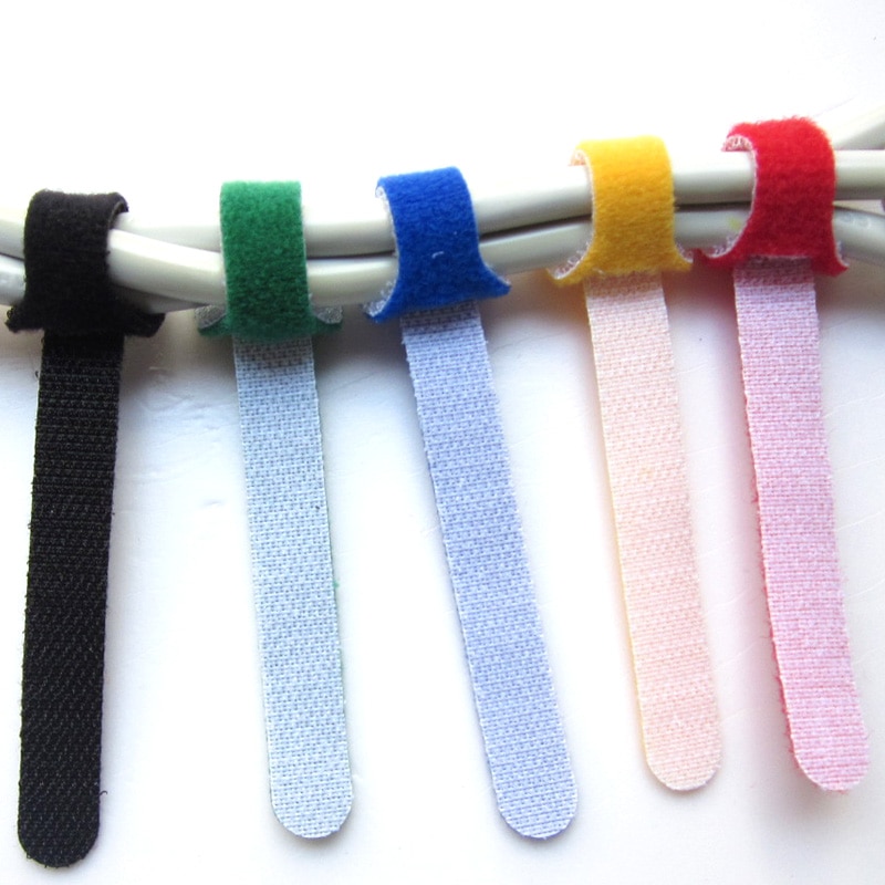 10Pcs 12mmx200mm Magic Tape Wiring Harness Tapes Velcros cable tie Cord Computer Cable Winder Cable Ties Hook Loop Fastener Tape