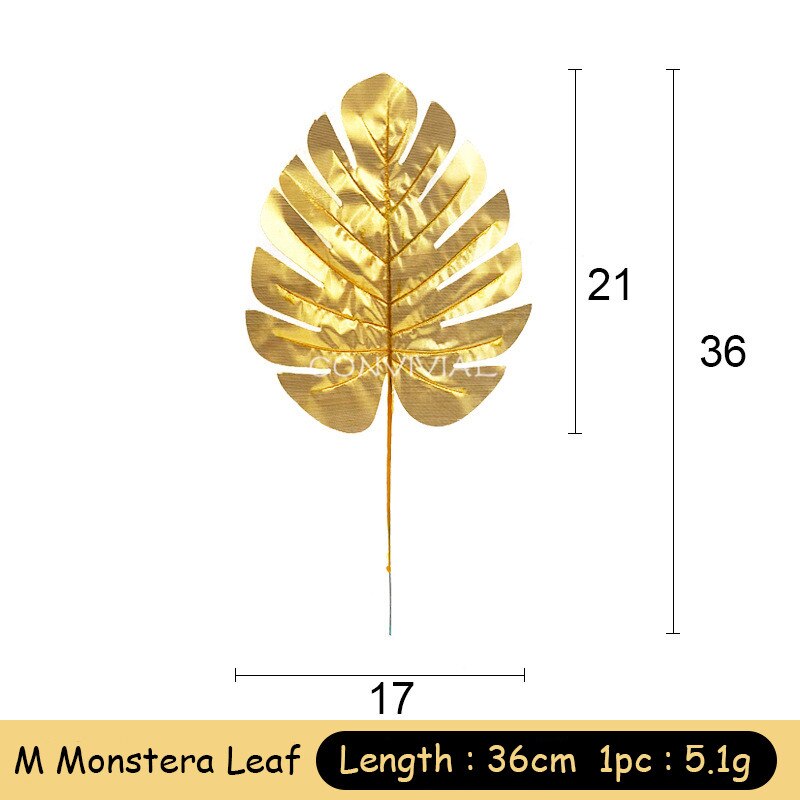 1pc Goud Kleur Bladeren Rotan Bruiloft Decoratie Kunstmatige Planten Doek Nep Monstera Leaf Muur Home Decor Feestartikelen: M Monstera Leaf