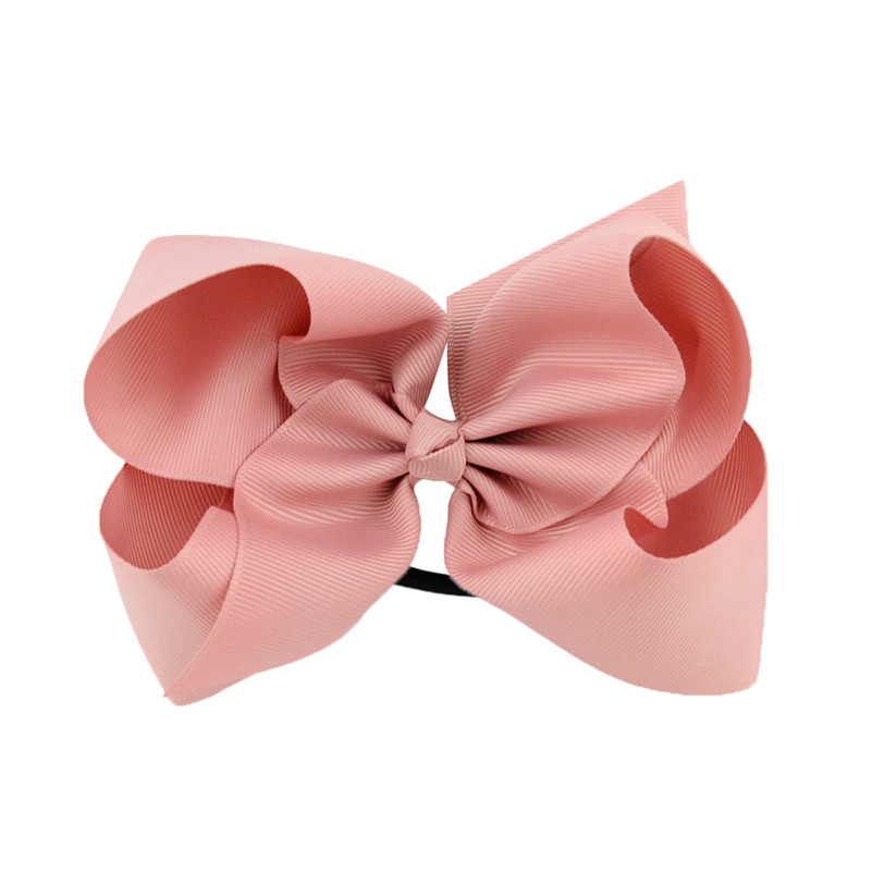 Lazos para el pelo de Color sólido de 6 pulgadas, gomas elásticas para el pelo, coleteros de goma para niña, accesorios para el cabello: Gris rosáceo pálido