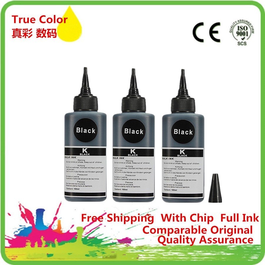 Black Universal Dye Ink Compatible For-CANON For-Epson For All Inkjet Printer Bulk Ink: 3BK